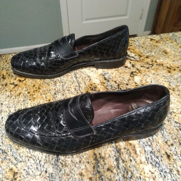 Allen Edmonds Sarasota 1072 Black Leather Weave Penny Loafers Slip On Men's 9.5B - Picture 4 of 15